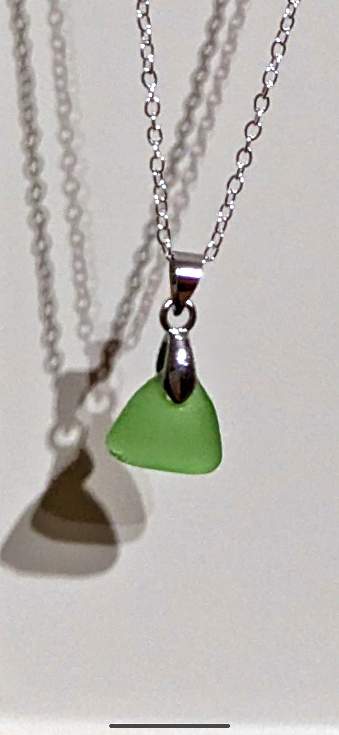 Emerald Elegance - Bottle Green Seaglass pendant on silver chain