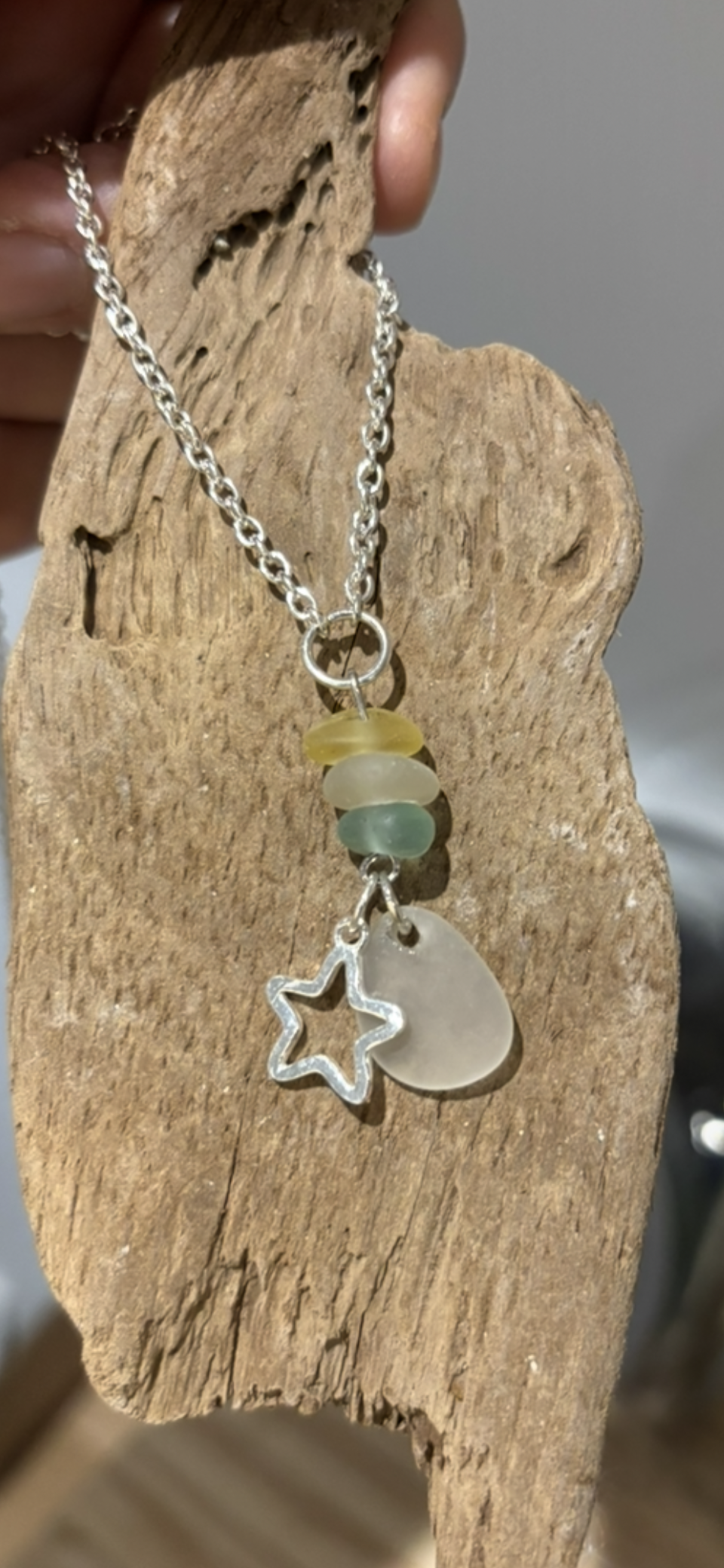 Pastel Sea Glass Star Charm Necklace