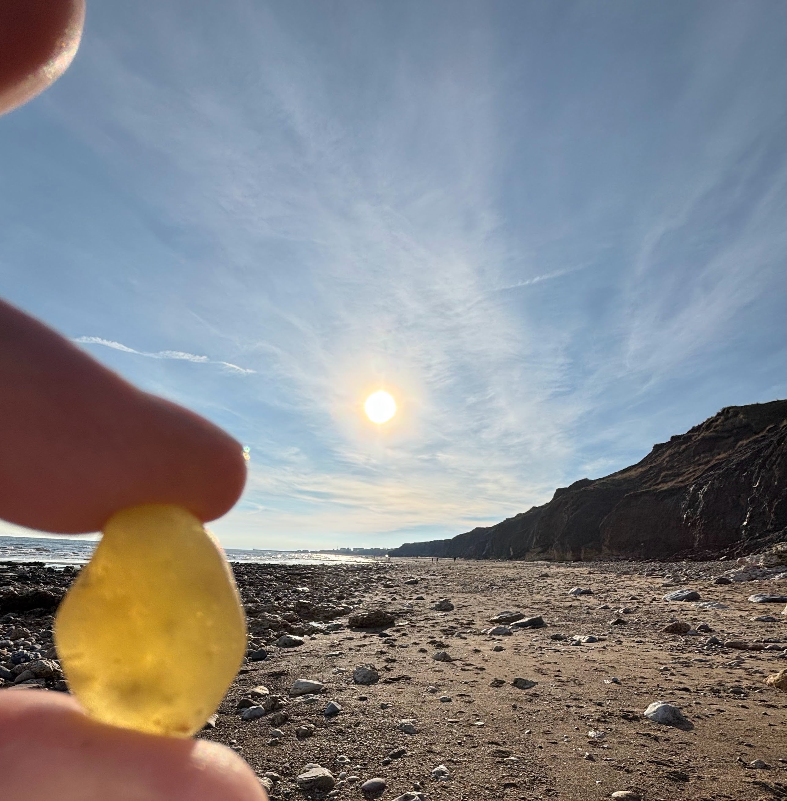Yellow Seaham Seaglass pendant on silver chain