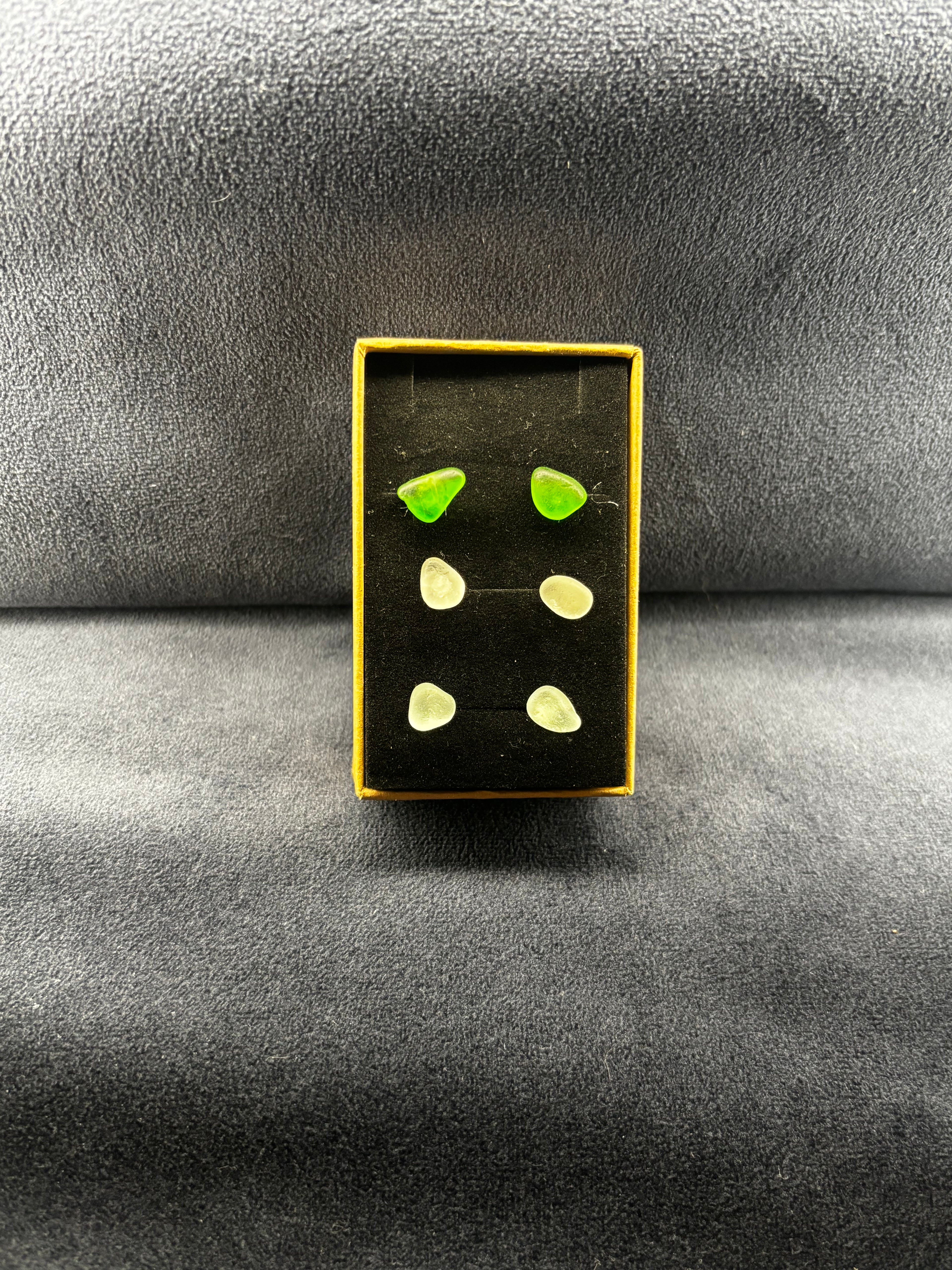 seaglass earrings studs (3 pairs) - Seaham