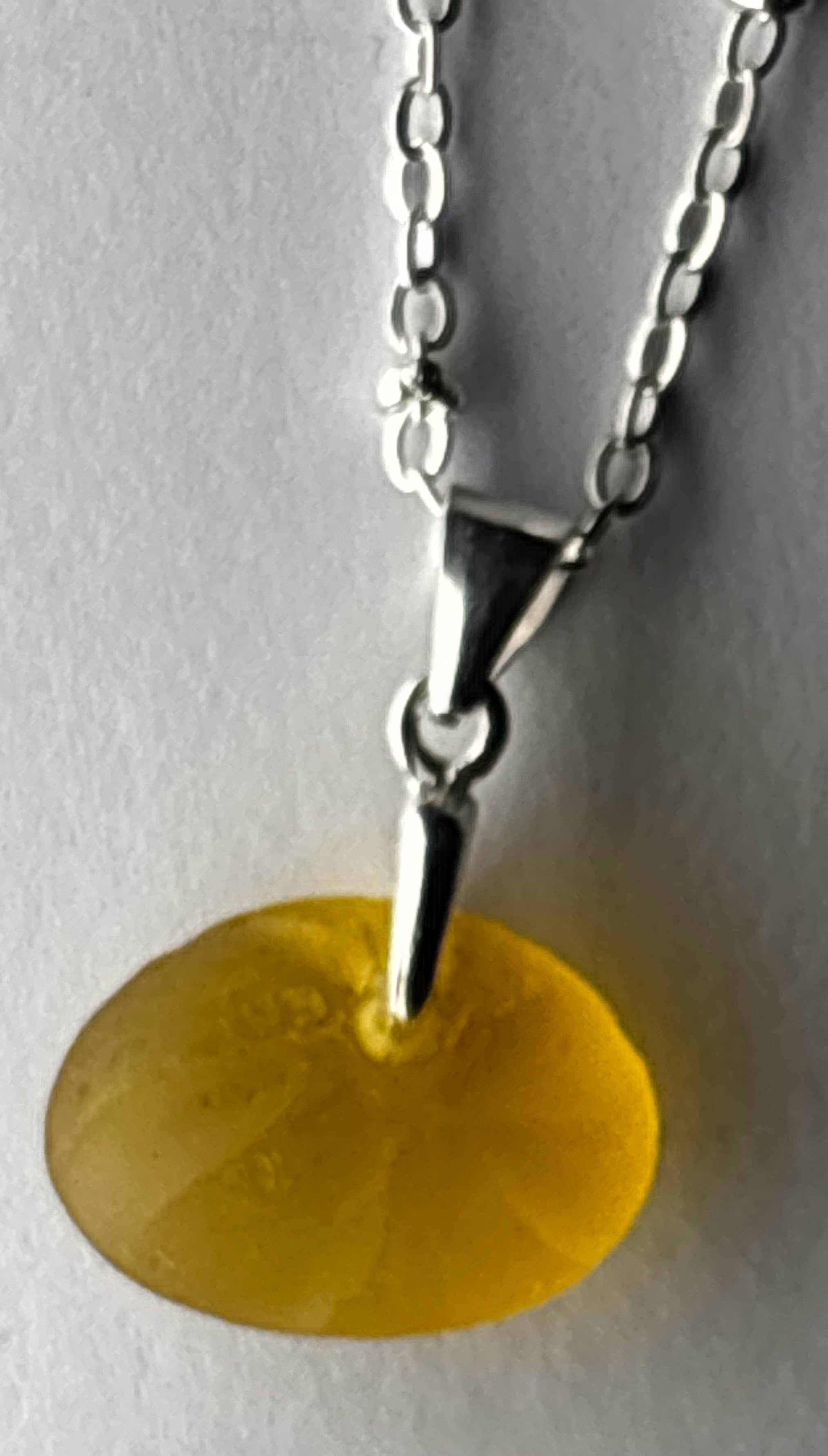 Pale orange oval seaham seaglass pendant on silver chain