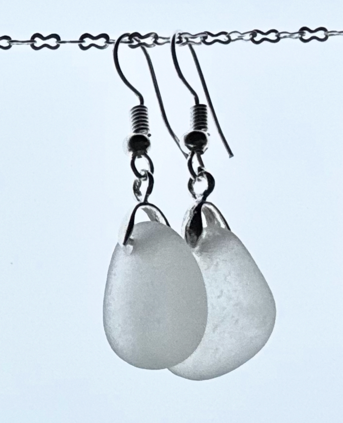 clear seaglass drop earrings (Seaham)