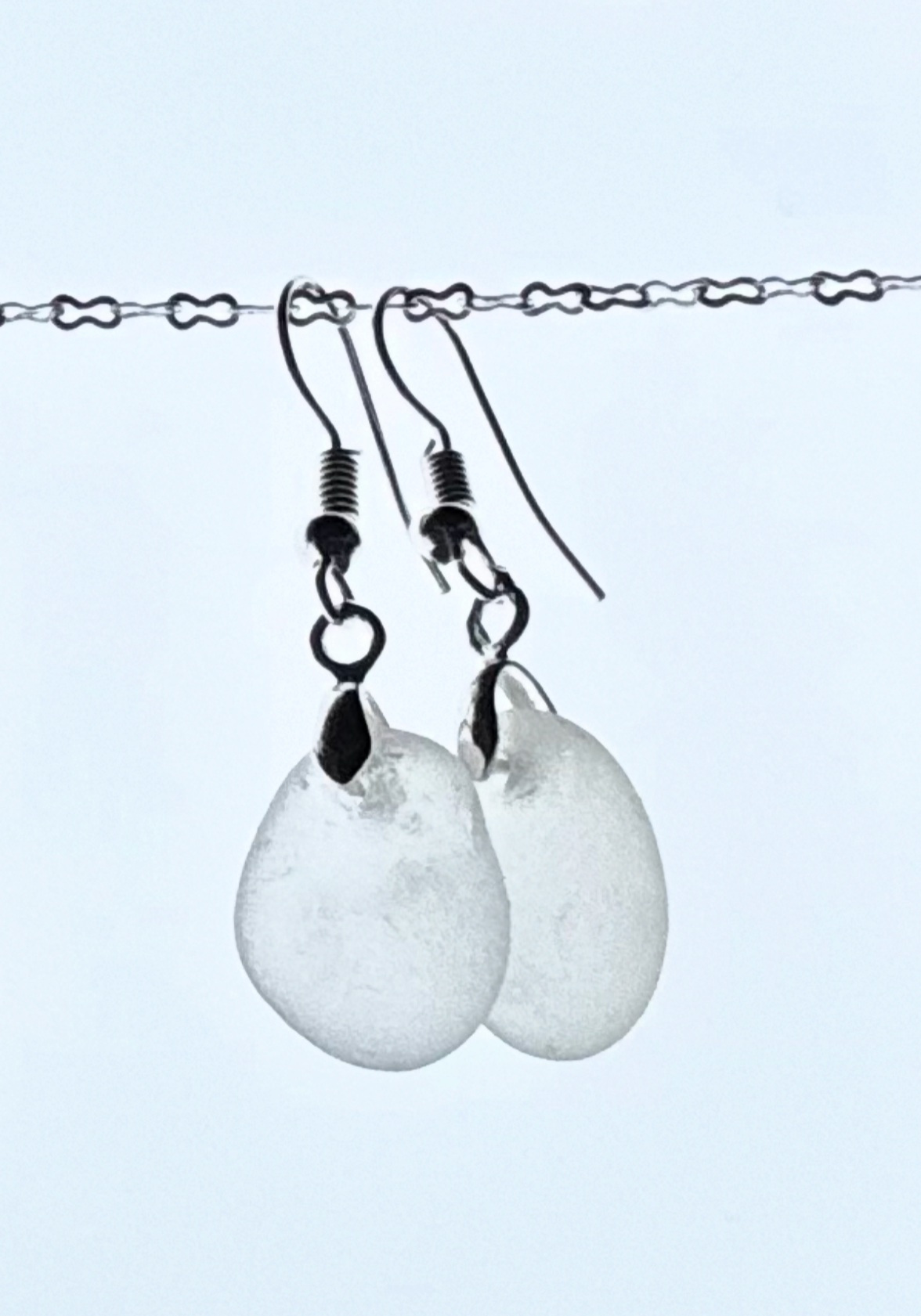 clear seaglass drop earrings (Seaham)
